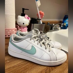 Nike White & Mint Green Court Sneakers | Classic Clean Style